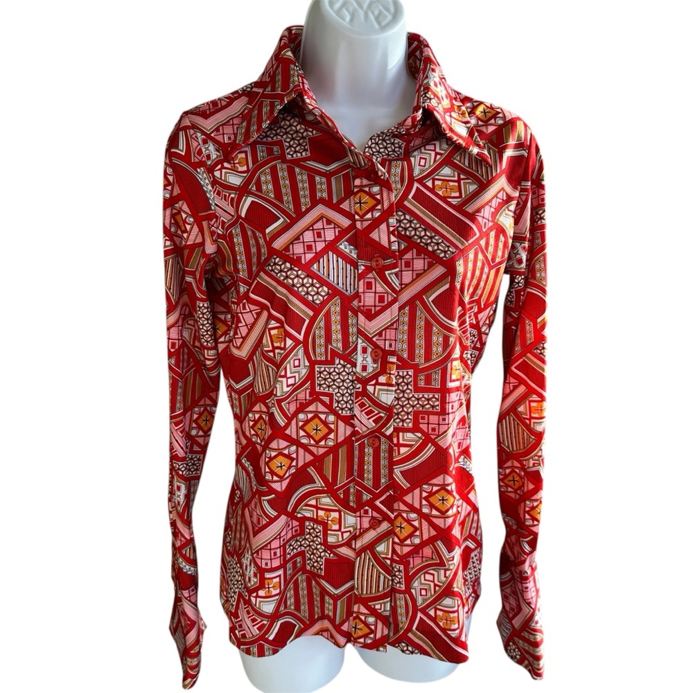 Vintage Disco Sears Geometric Long Sleeve Shirt